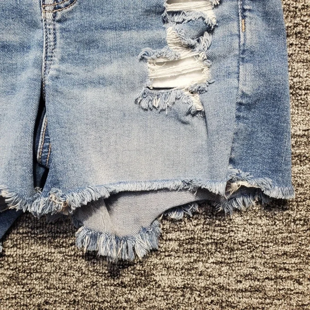 American Eagle Super Stretch Hi-Rise Shortie Denim Cutoff Shorts Women 4 Blue